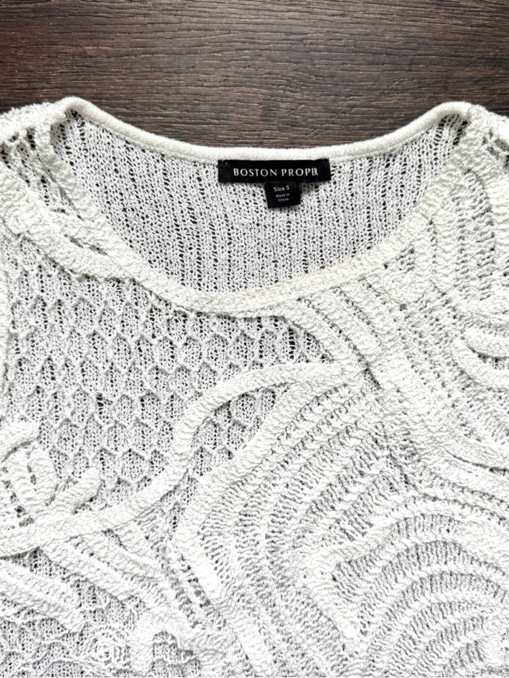 BOSTON PROPER White Crocheted Sleeveless Sweater Top S - Picture 4 of 6